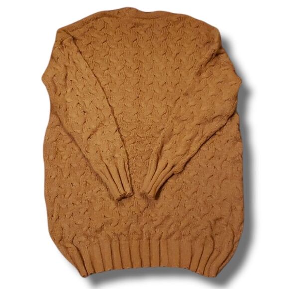 Lily by Firmiana Cognac Crocheted Oversized Open Front Cardigan Sweater … - Picture 2 of 4